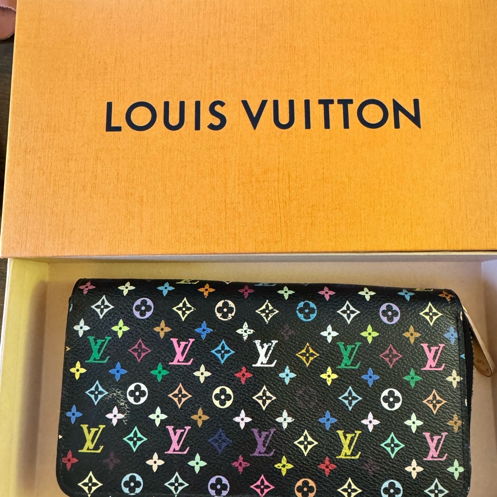 Louis Vuitton Black Murakami Wallet Iconic Monogram Design